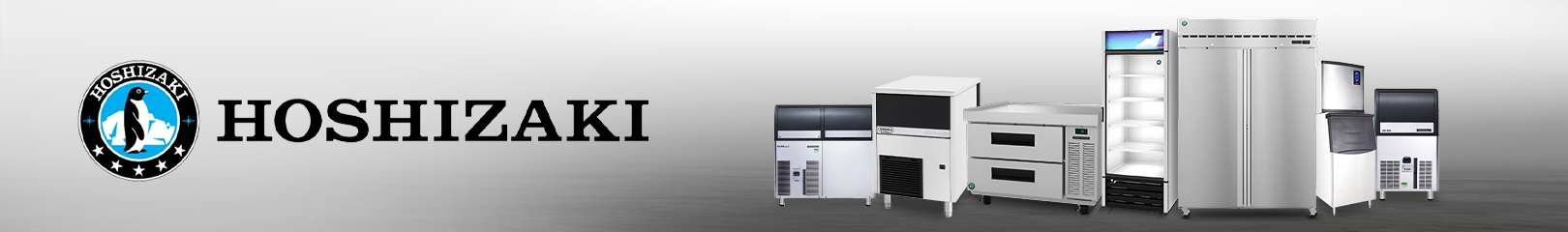 Banner showing energy-smart and cost-efficient refrigeration units including prep counters, display coolers, and upright fridges.